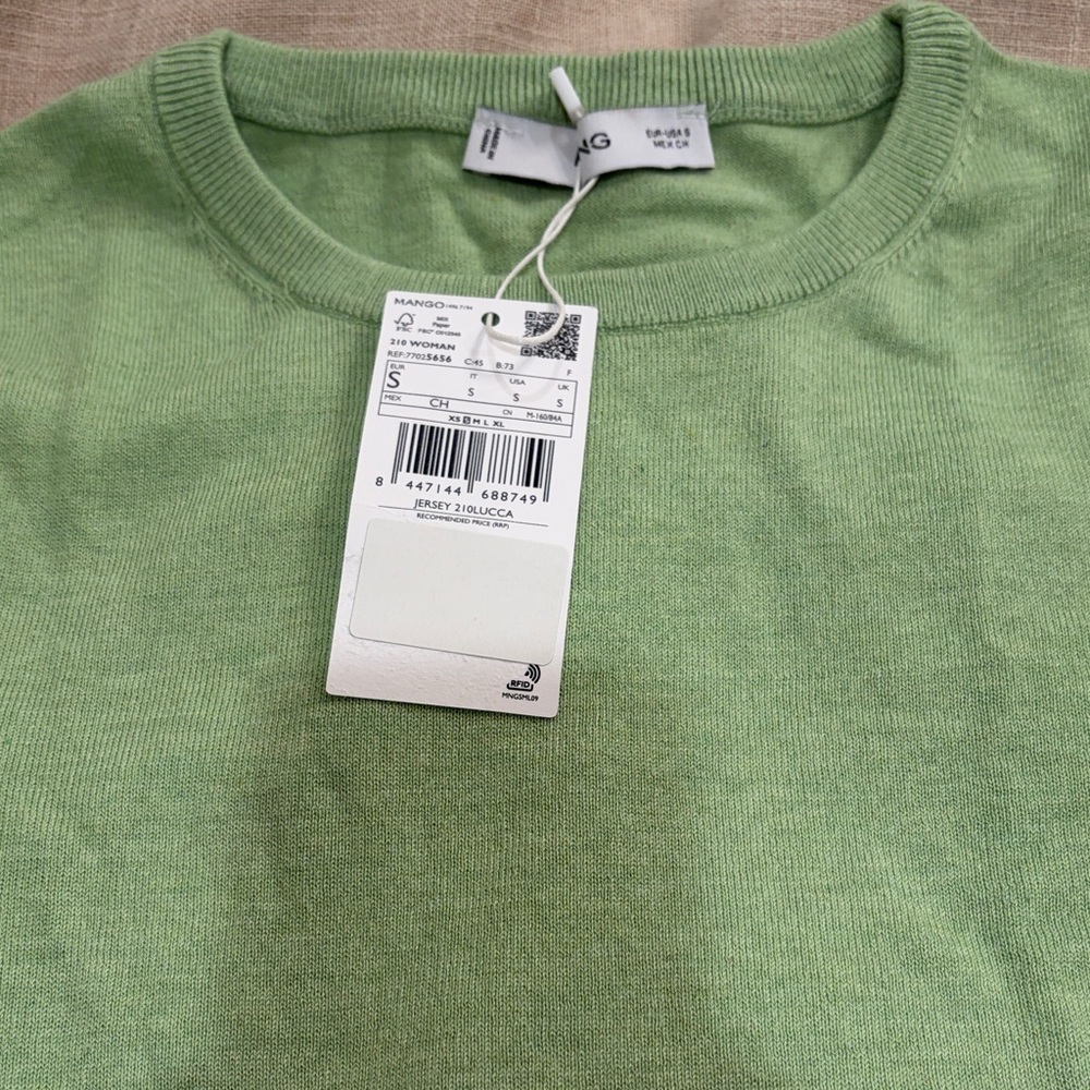 Mango Aqua Green Fine-knit Crew-Neck Sweater/NWT/S - Picture 9 of 16